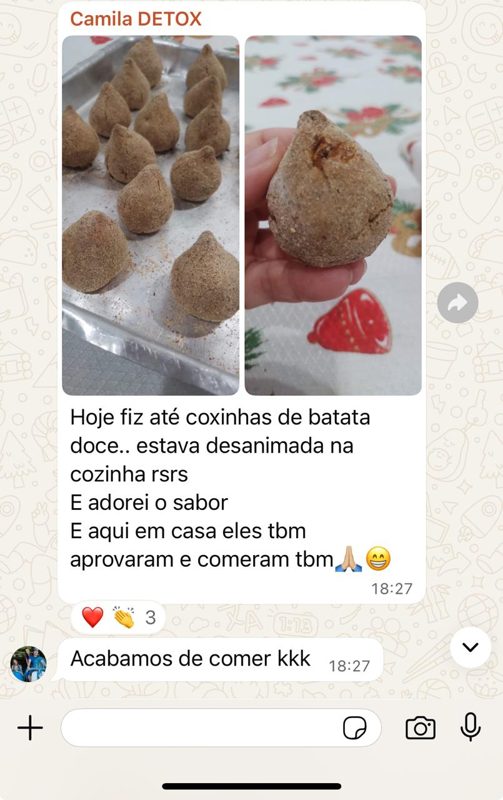 Coxinhas de batata-doce feitas por uma aluna