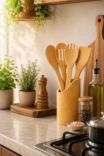 Kit de talheres de bambu